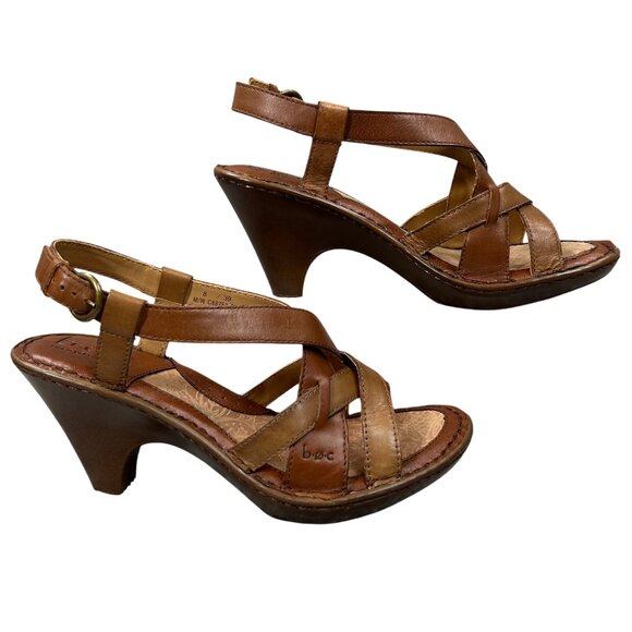 b.o.c. Born Concepts Brown Slingback Strappy Leather Sandals Size 8 - Picture 2 of 13
